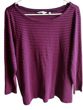 Vineyard Vines Boatneck Red Navy Stripe LS Tee Pima Cotton Modal Blend Size XXL